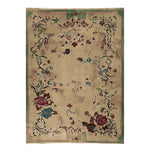 The Regal Bloom Hand Knotted Rug is an exquisite area rug showcasing a lush floral design. This 8x10 wool rug, perfect for living rooms, features intricate patterns with vibrant flowers on a neutral background, adding elegance and warmth to any space.