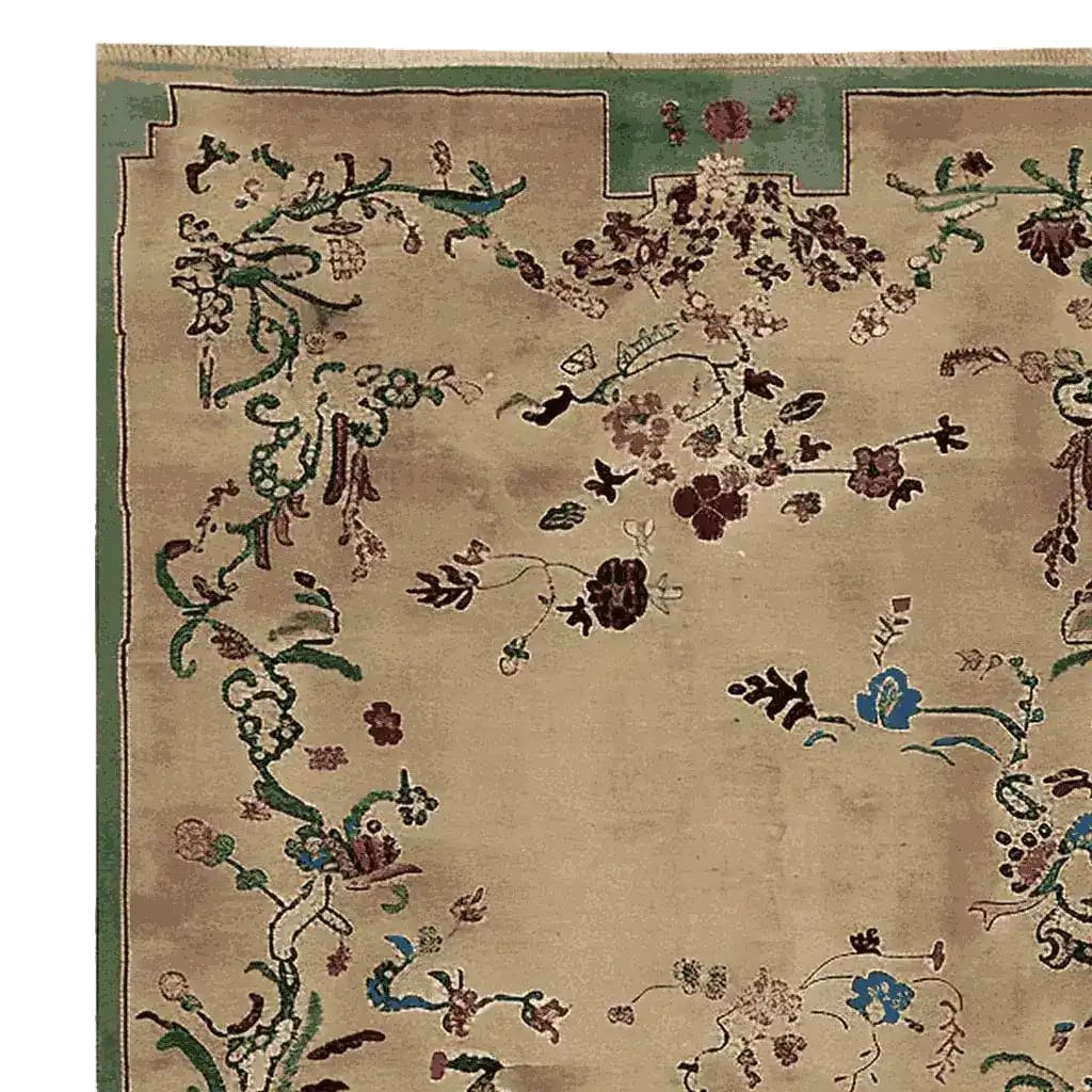 The Regal Bloom Hand Knotted Rug features an elegant floral design, ideal for adding a touch of sophistication to your living space. This luxurious area rug, crafted from high-quality wool, showcases a beautiful blend of colors on a neutral background, making it perfect for living room rugs 8x10. Its intricate floral pattern enhances any room, making it a must-have for those seeking exquisite area rugs for living room.