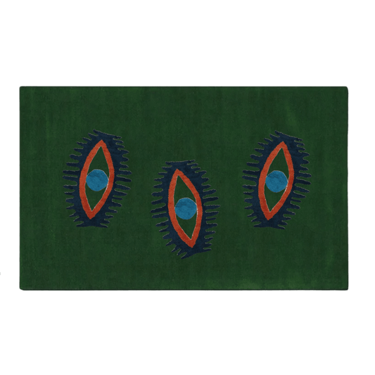 Three Evil Eyes Green Hand Tufted Wool Rug - MAIA HOMES