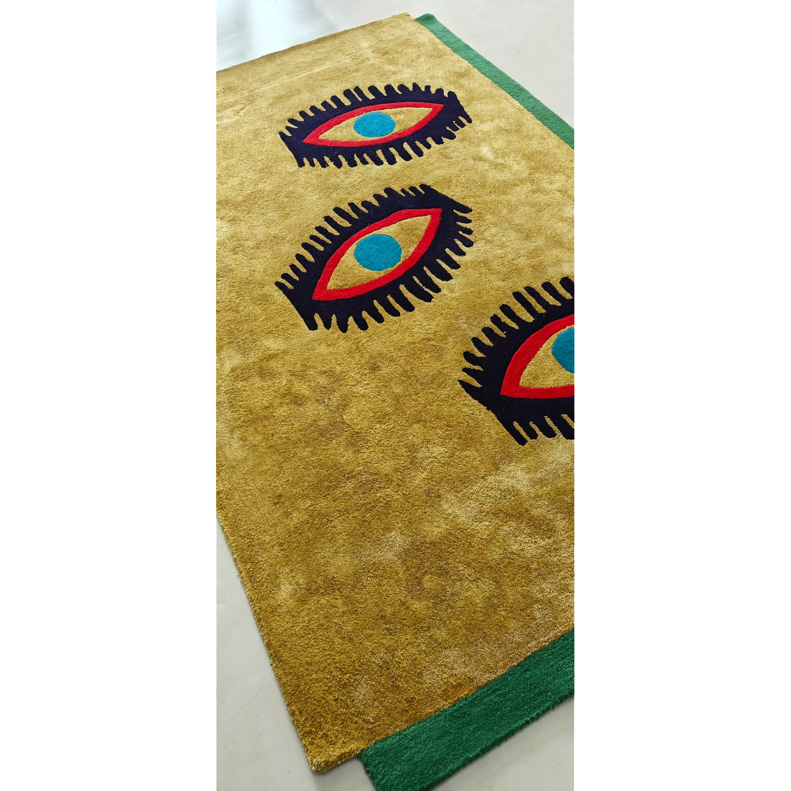 Three Evil Eyes Viscose Hand Tufted Wool Rug