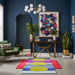 Three Suns and Rainbows Hand Tufted Wool Rug