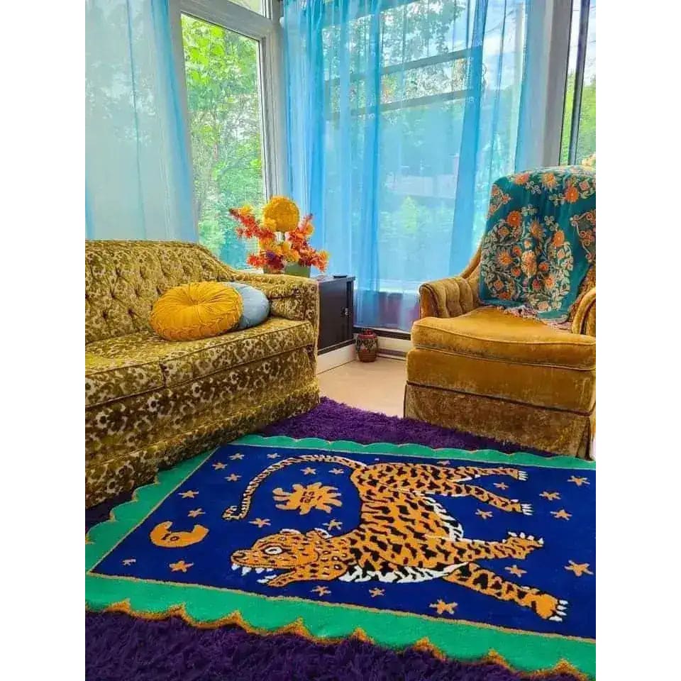 Tibetan Tiger Starry Night Scallop Hand Tufted Wool Rug - MAIA HOMES