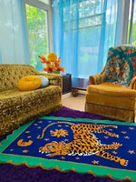 Tibetan Tiger Starry Night Scallop Hand Tufted Wool Rug - MAIA HOMES