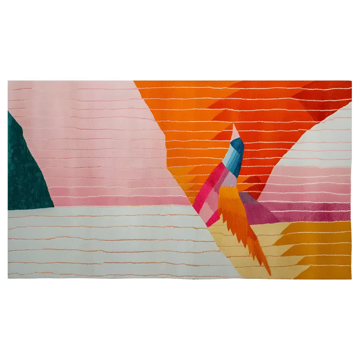 Vibrant and artistic, the Tidal Serenade Hand Tufted Wool Rug features a stunning abstract design with bold colors including orange, pink, and teal. Perfectly sized for the living room, this 8x10 area rug brings a touch of modern flair and warmth with its wool construction, making it an ideal choice for living room area rugs.