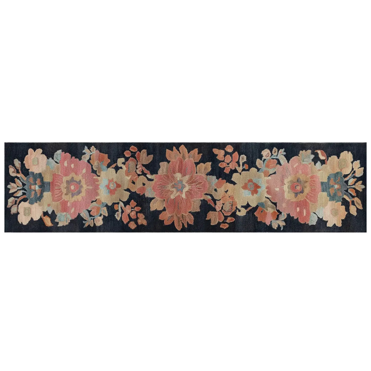 Beautiful Tidal Serenade Hand Tufted Wool Runner Rug featuring a vibrant floral design in soft pink, orange, and cream hues, perfect for enhancing kitchens, bathrooms, or hallways.