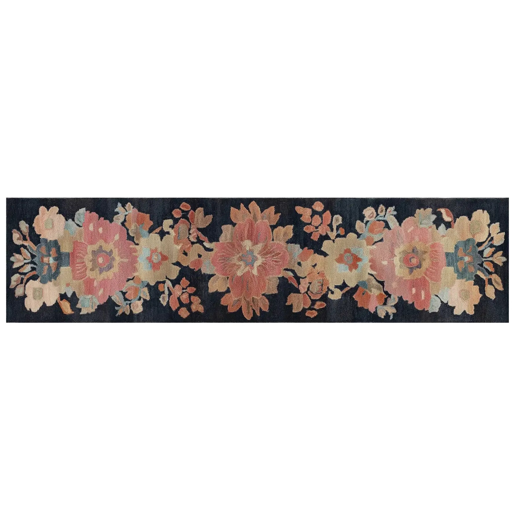 Beautiful Tidal Serenade Hand Tufted Wool Runner Rug featuring a vibrant floral design in soft pink, orange, and cream hues, perfect for enhancing kitchens, bathrooms, or hallways.