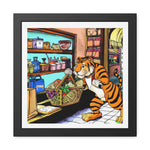 Tiger Grocery Shopping Framed Poster Wall Art 16″ x 16″ (Square) Semi Glossy