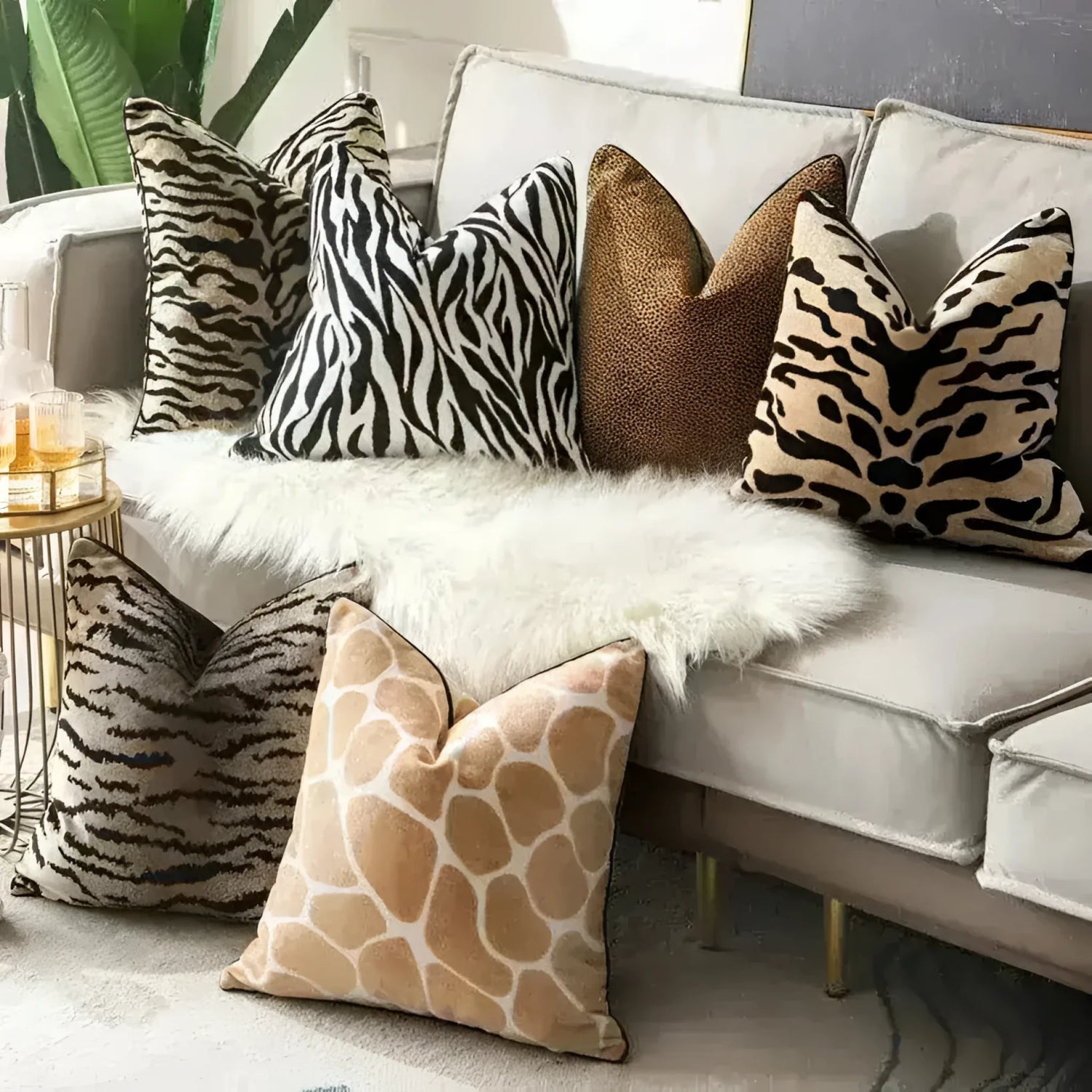 Stylish tiger pattern velvet decorative throw pillow cover, perfect for adding a touch of elegance to your living space.