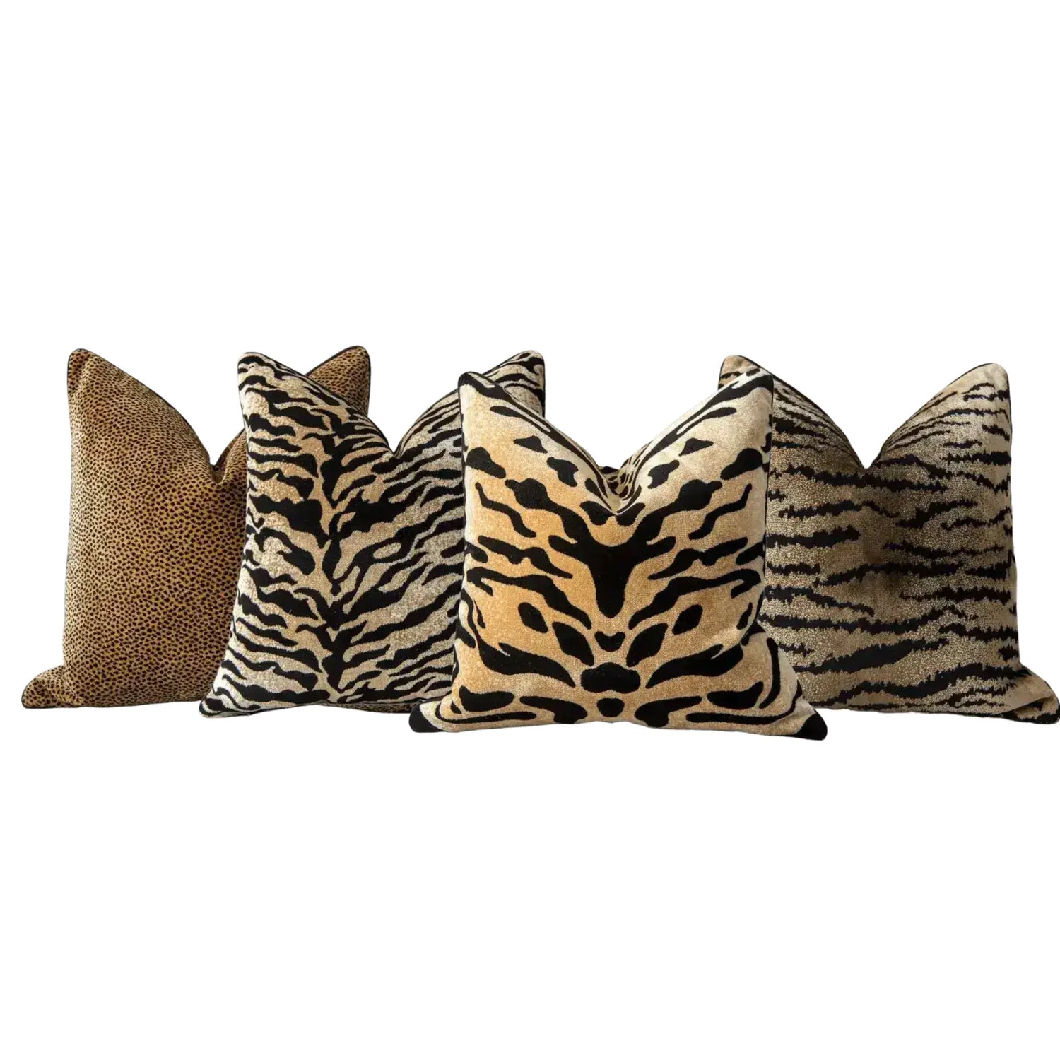 Tiger pattern velvet decorative throw pillow cover showcasing bold animal print designs for stylish home decor.
