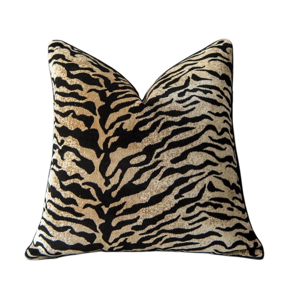 Tiger Pattern Velvet Decorative Throw Pillow Cover C