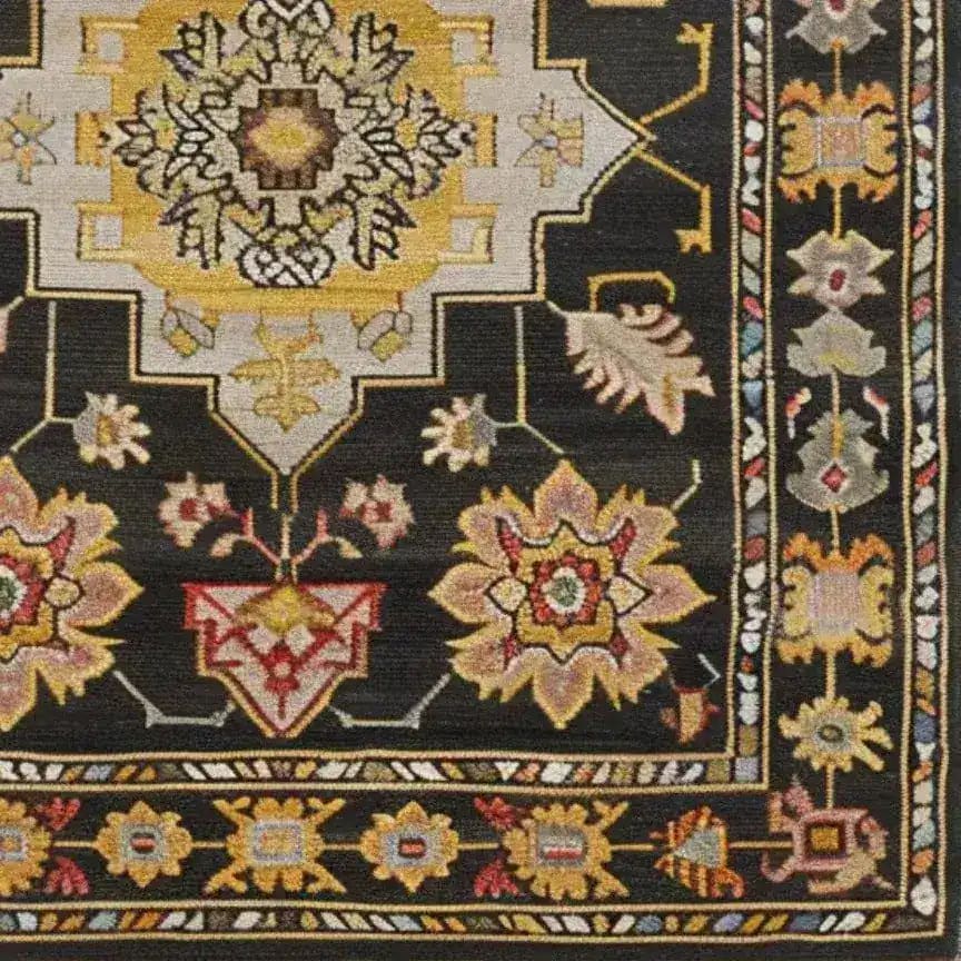 Close-up view of a Timeless Medallion Hand Knotted Area Rug, showcasing intricate patterns and vibrant colors typical of Persian rugs. This vintage rug adds a touch of elegance to area rugs for living room setups.