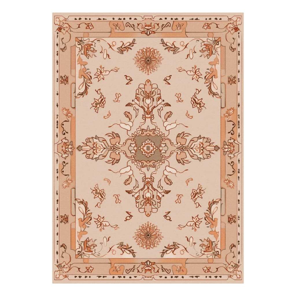 Top view of the Timeless Tradition Hand Tufted Rug showcasing a classic Persian rug design. Perfect for a dining room or living room, this 8x10 wool area rug features intricate floral motifs in warm earthy tones, bringing a vintage charm to any space.