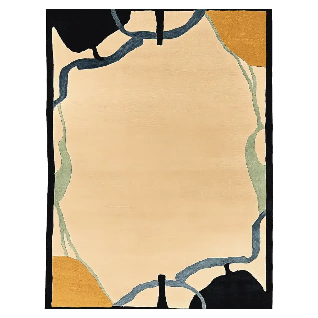 This Topographic Vein Field Hand Tufted Rug is a stunning area rug perfect for contemporary living rooms. The elegant design features a blend of earthy tones and abstract patterns, making it an ideal choice for those seeking a modern and stylish wool rug. Available in a generous 8x10 size, it adds a touch of sophistication to any space.