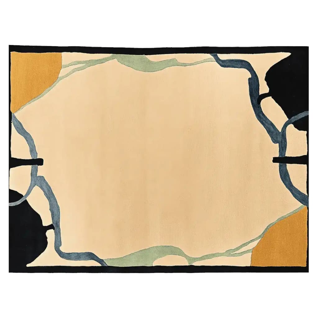 Top view of the Topographic Vein Field Hand Tufted Area Rug, showcasing its contemporary abstract design with earthy tones. Perfect for rugs for living room, this wool rug adds a stylish touch to any space. Ideal for living room rugs 8x10, it combines modern aesthetics with premium comfort.