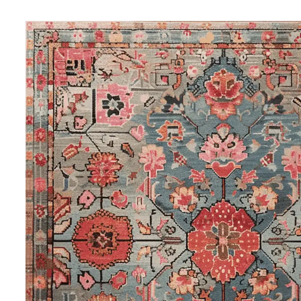 A beautifully detailed Tradition Floral Mosaic Hand Tufted Area Rug featuring intricate floral patterns in rich tones of red, pink, and blue. Perfect for adding elegance to large living room spaces, this wool rug is an ideal choice for those seeking luxurious area rugs for living rooms.