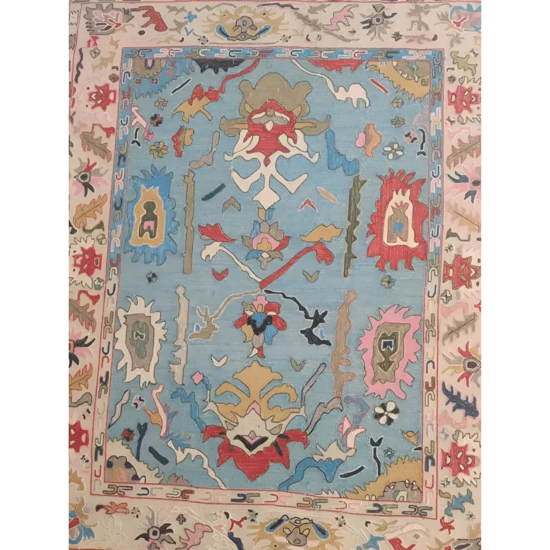 Traditional floral hand-tufted wool area rug in blue, featuring intricate patterns and vibrant colors. Ideal for enhancing the elegance of a living room, this rug adds a touch of sophistication and warmth. Perfect for those seeking quality area rugs for living rooms.