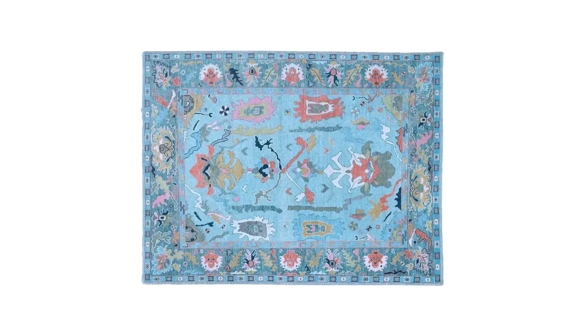 Traditional Floral Hand Tufted Wool Rug - Blue - MAIA HOMES