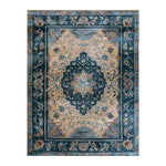 This traditional Oriental hand tufted area rug features an intricate vintage design with rich blue and beige tones, perfect for adding elegance to large living rooms or dining room spaces. Made from high-quality wool, this rug is not only a beautiful addition to your home decor but also durable and luxurious, making it an ideal choice for dining room carpets and living room floors.