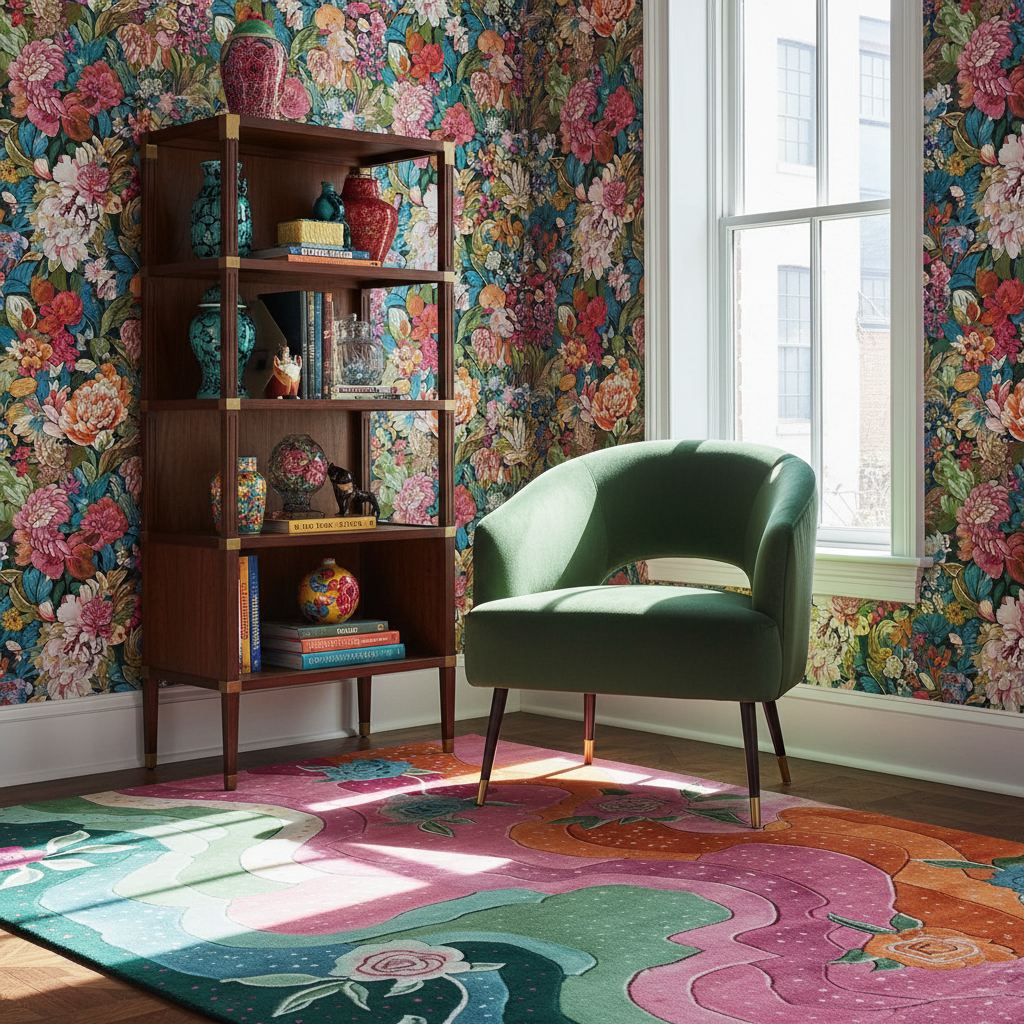 Trailing Flower Thread Hand Tufted Rug