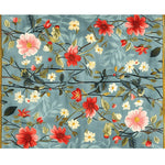 A beautiful hand-tufted area rug featuring a tranquil floral design with vibrant red and pink blooms on a soft blue background. This wool rug adds a touch of vintage elegance to any living room or office space, perfect as an 8x10 centerpiece for your living room area.