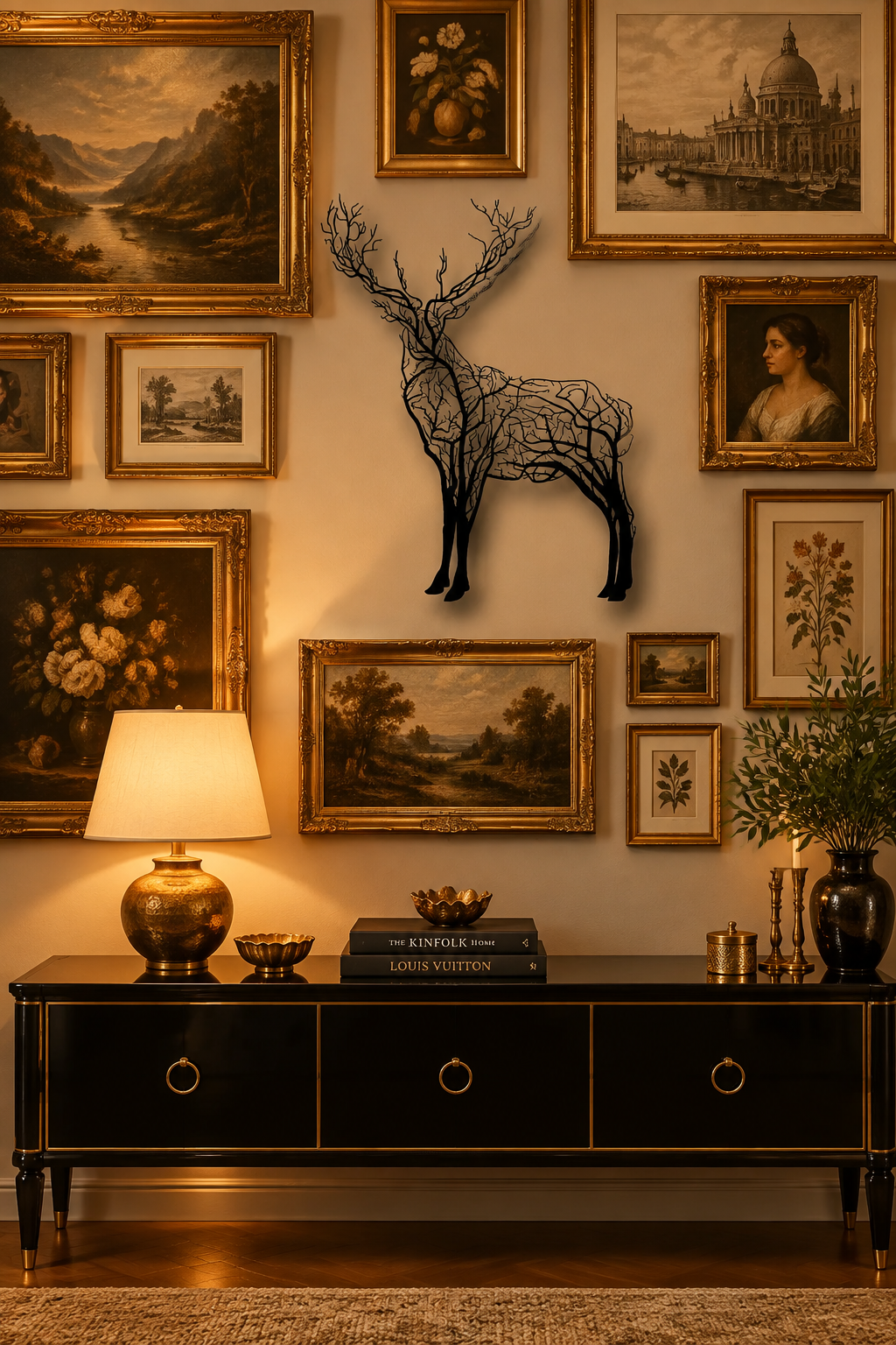 Tree Branch Deer Metal Wall Decor