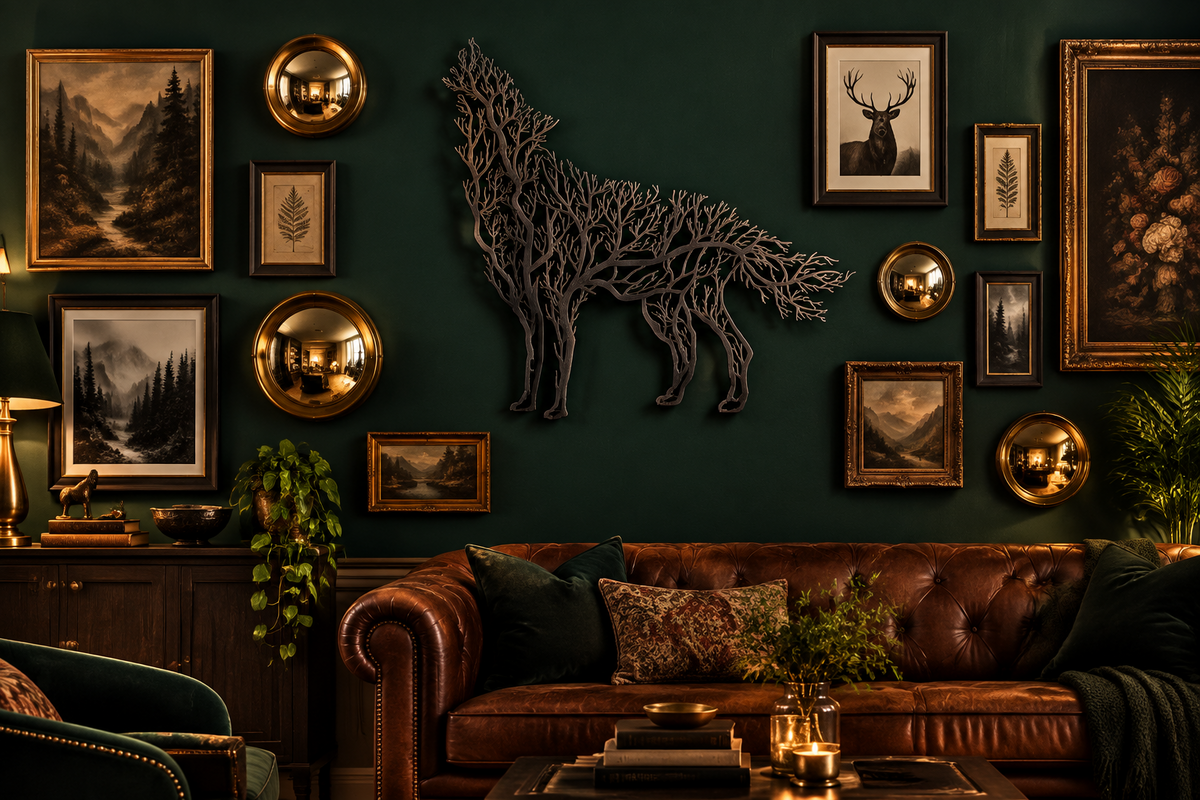 Tree Branch Wolf Metal Wall Decor