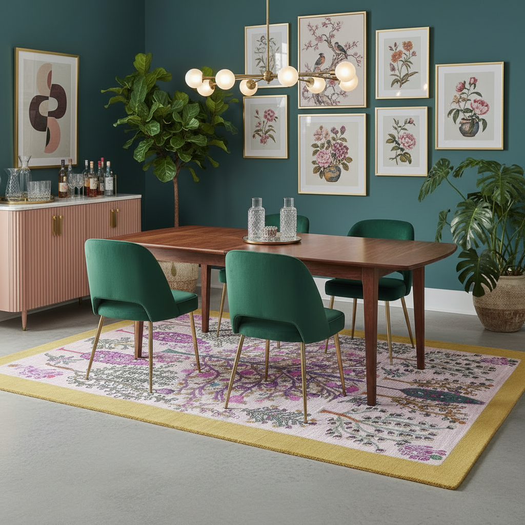 Tree of Life Pink Mustard Hand Tufted Wool Rug