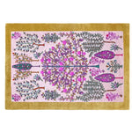 Vibrant Tree of Life Pink Mustard Hand Tufted Wool Rug showcasing intricate boho designs, perfect as a large area rug for the living room. This elegant 8x10 wool rug combines rich pinks and mustard tones, adding warmth and style to any space.