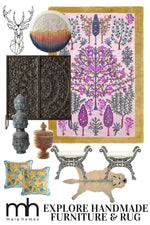 Vibrant Tree of Life Pink Mustard Hand Tufted Wool Rug. This large area rug features a boho design with colorful trees and intricate patterns, perfect for adding warmth and style to a living room. Ideal as an 8x10 area rug, this wool rug brings a touch of nature indoors.