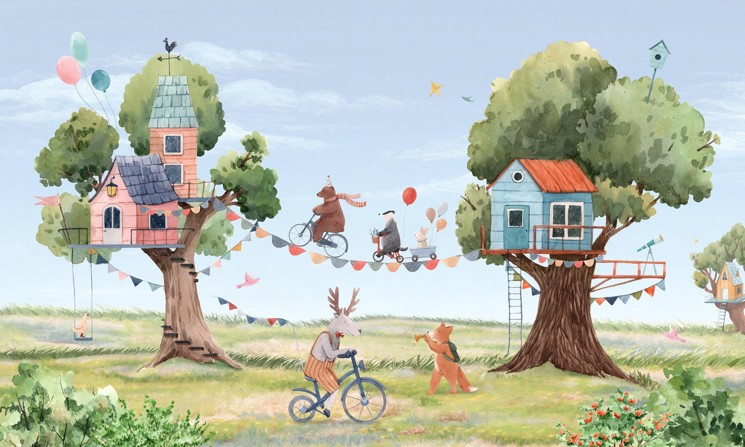 Treehouse Party Wallpaper Mural