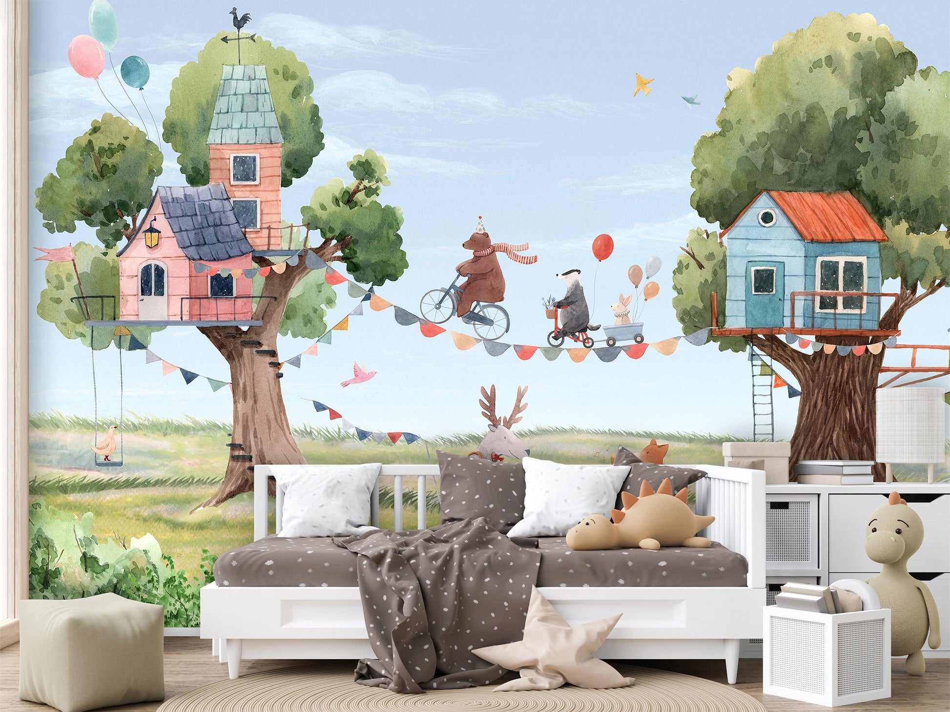 Treehouse Party Wallpaper Mural - MAIA HOMES