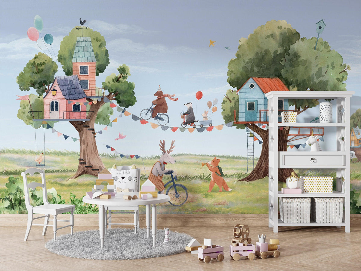 Treehouse Party Wallpaper Mural