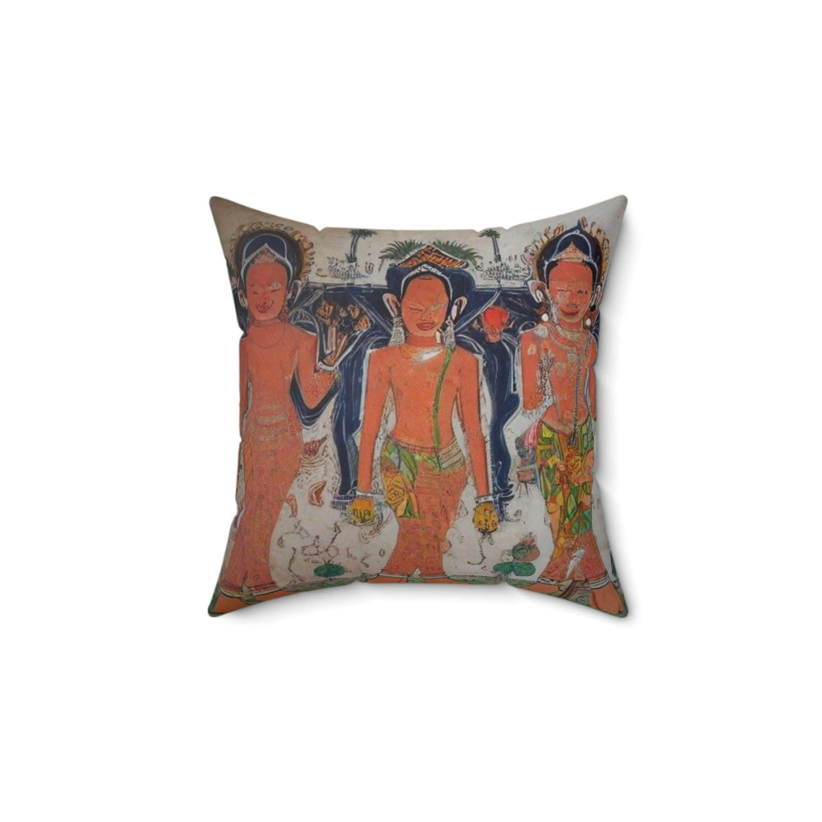 Tribal Clay Life Spun Polyester Square Throw Pillow 14" × 14"