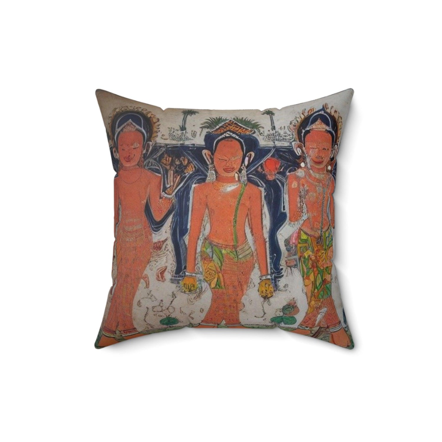 Tribal Clay Life Spun Polyester Square Throw Pillow 16" × 16"