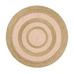 Beautiful Tulila Jute Round Rug, an ideal area rug for dining and living rooms. This round rug showcases natural jute fibers, perfect for adding a rustic touch to your living room area rugs collection. Suitable for spaces 8x10, it's both stylish and functional.