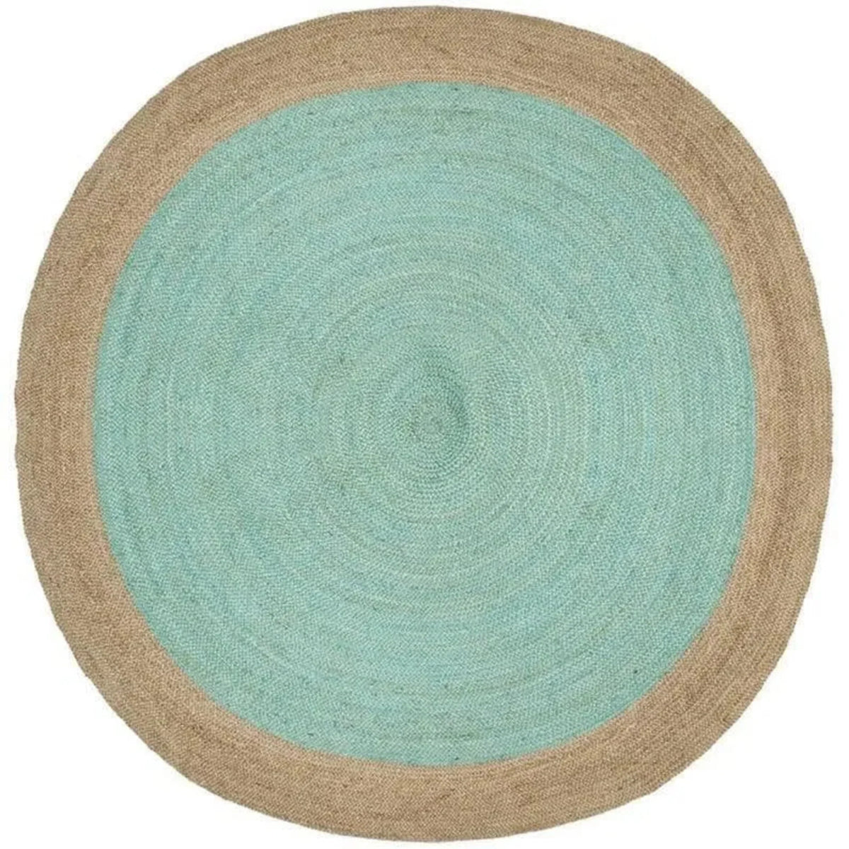 Turquoise Round Jute Rug