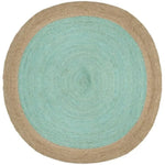 Turquoise Round Jute Rug