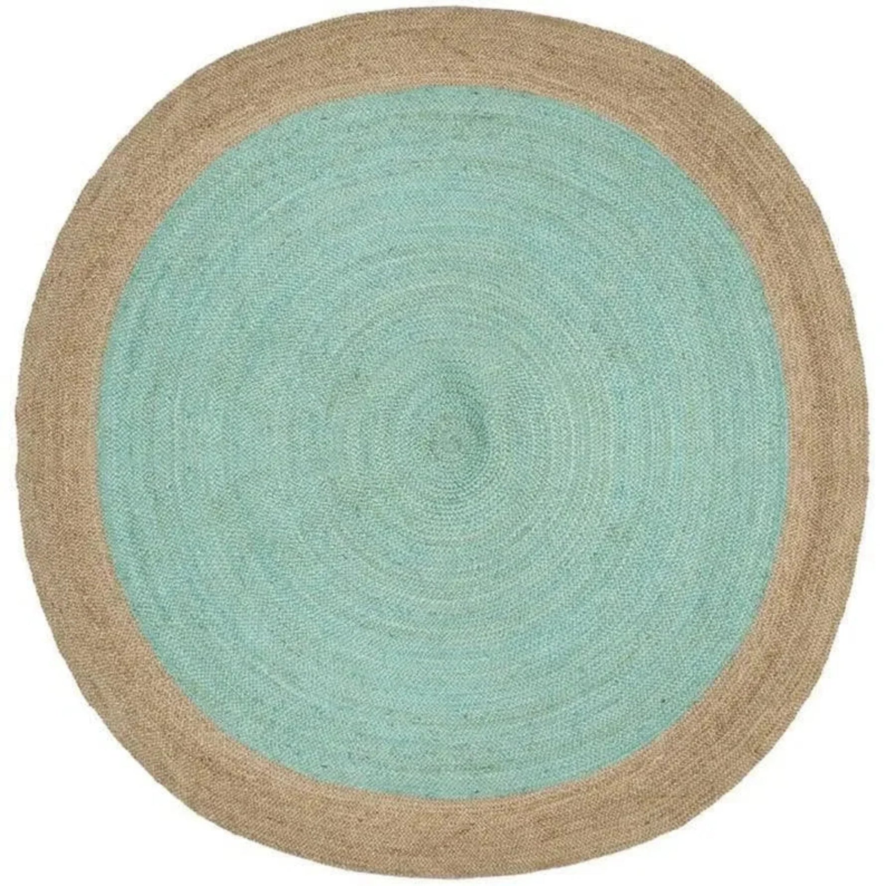 Turquoise Round Jute Rug