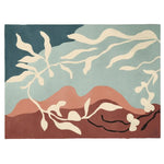 Twilight Autumn Bloom Hand Tufted Area Rug featuring an abstract design with flowing leaves and earthy tones, perfect for contemporary living rooms. This wool rug measures 8x10, making it an ideal choice for rugs in the living room.