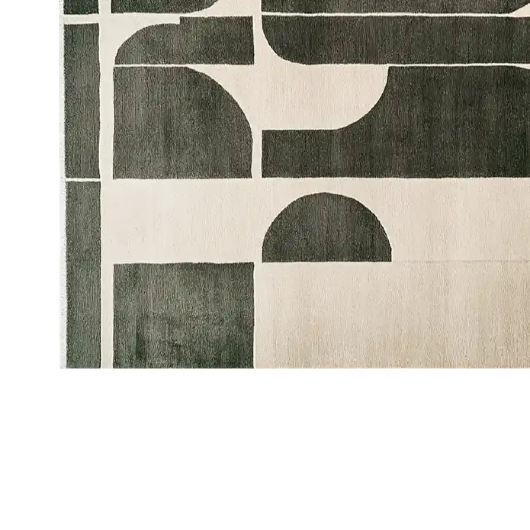 This image features the Twilight Mosaic Knotted Wool Rug, an exquisite area rug designed for large living rooms. The contemporary rug showcases an abstract pattern with bold geometric shapes in neutral tones, highlighting its modern appeal. Crafted from high-quality wool, this rug offers a soft texture and adds a stylish touch to any space.