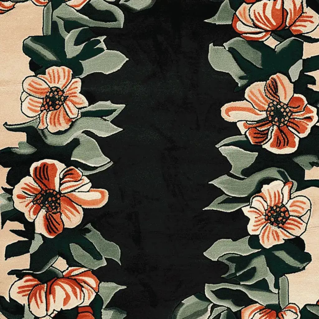 Elegant hand-tufted area rug featuring a twilight rose parade design with vibrant floral patterns. This wool rug is perfect for enhancing living room spaces, making it an ideal choice for those seeking stylish and cozy area rugs for living rooms.