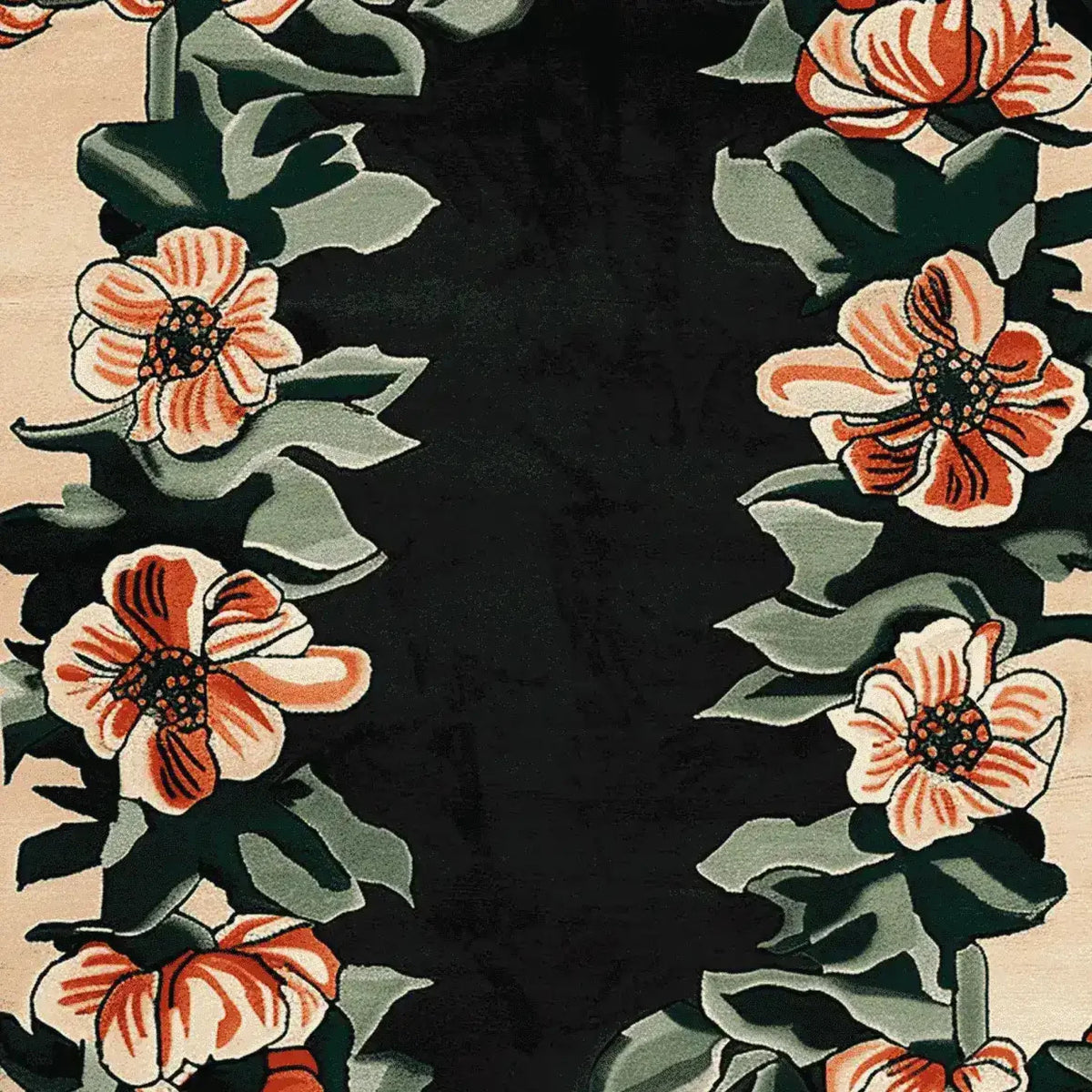 Elegant hand-tufted area rug featuring a twilight rose parade design with vibrant floral patterns. This wool rug is perfect for enhancing living room spaces, making it an ideal choice for those seeking stylish and cozy area rugs for living rooms.