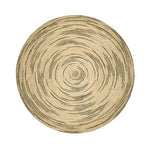 Top view of a Twirly Black and Natural Round Jute Rug, showcasing its intricate spiral pattern, perfect for adding a stylish touch to any living room. This area rug combines natural jute fibers with black accents, ideal for those looking for unique round rugs or area rugs for living room spaces.