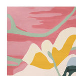 Close-up view of the Twist Pop Bloom Hand Tufted Area Rug, showcasing its contemporary abstract design with vibrant pink, yellow, and green colors. Perfect as a large living room rug, this wool rug adds a modern touch to any space.