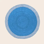 Two Toned Blue Round Jute Rug