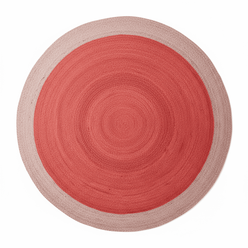 Two Toned Red Round Jute Rug