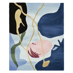 This beautifully designed area rug, titled 'Underwater Mood Song Hand Tufted Rug', features an abstract pattern with flowing shapes and rich colors like deep blue, pink, and earthy tones. Perfect for enhancing any living room, this contemporary wool rug offers both visual interest and comfort, making it an ideal choice for large living room rugs.