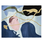 This eye-catching Underwater Mood Song Hand Tufted Rug is an area rug perfect for the living room. Its contemporary design features abstract shapes in shades of blue, pink, and gold, capturing an artistic underwater scene. This large living room rug is crafted from high-quality wool, making it a durable and stylish addition to any modern home decor.
