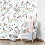 Unicorn Rainbow and Ice Cream Nursery Wallpaper