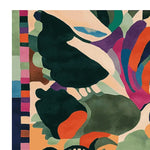 Vibrant and colorful abstract design of the Untamed Garden Rave Hand Tufted Rug. This wool area rug features a mix of bold hues and intricate patterns, ideal for adding a contemporary touch to living room spaces. The square rug captures a dynamic blend of geometric shapes, making it an eye-catching addition to any home decor.